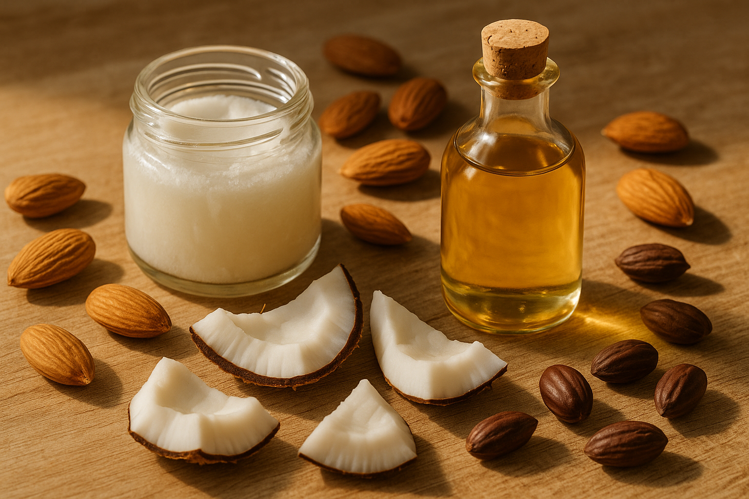 coconut badam and jajoba oil image
